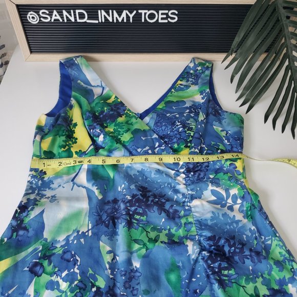 Donna Ricco NY I Sleeveless V Neck Sheath Summer Dress Teale/Floral Size… - Picture 9 of 15